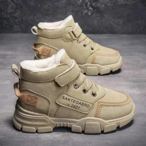 Зимние Ботинки Детские Children Shoes Warm Plush Kids' Winter Shoes Comfortable Simple Snow Boots Antiskid Fashion Boy Sneakers - Image 4