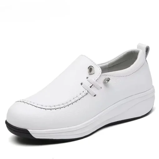 2025 Women Flats Comfortable Loafers Shoes Woman Breathable Leather Sneakers Women Fashion Black Soft Casual Shoes - Image 2