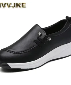 2025 Women Flats Comfortable Loafers Shoes Woman Breathable Leather Sneakers Women Fashion Black Soft Casual Shoes