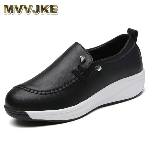 2025 Women Flats Comfortable Loafers Shoes Woman Breathable Leather Sneakers Women Fashion Black Soft Casual Shoes