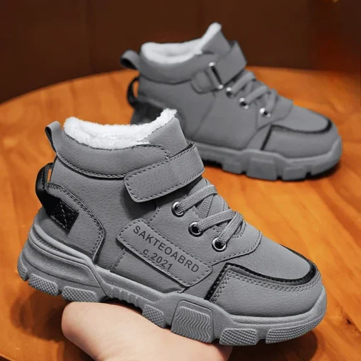 Зимние Ботинки Детские Children Shoes Warm Plush Kids' Winter Shoes Comfortable Simple Snow Boots Antiskid Fashion Boy Sneakers