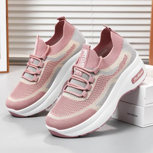 summer platform casual women's shoes increase shoes mesh surface breathable comfortable sports shoes
