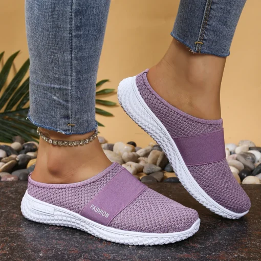 Women's slippers wear thick soled women's shoes women breathable half drag single shoe casual shoes - Image 6