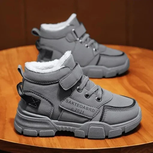 Зимние Ботинки Детские Children Shoes Warm Plush Kids' Winter Shoes Comfortable Simple Snow Boots Antiskid Fashion Boy Sneakers - Image 3