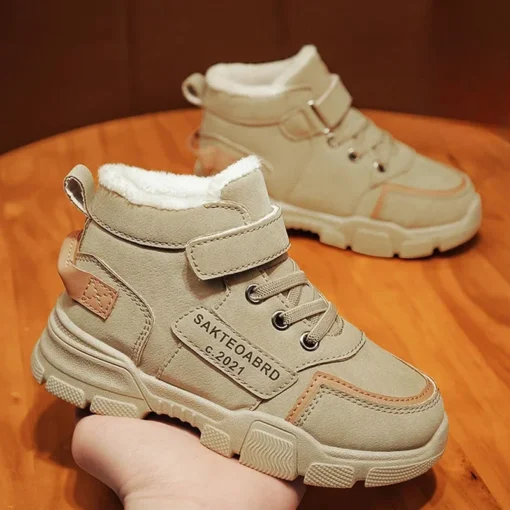 Зимние Ботинки Детские Children Shoes Warm Plush Kids' Winter Shoes Comfortable Simple Snow Boots Antiskid Fashion Boy Sneakers - Image 2